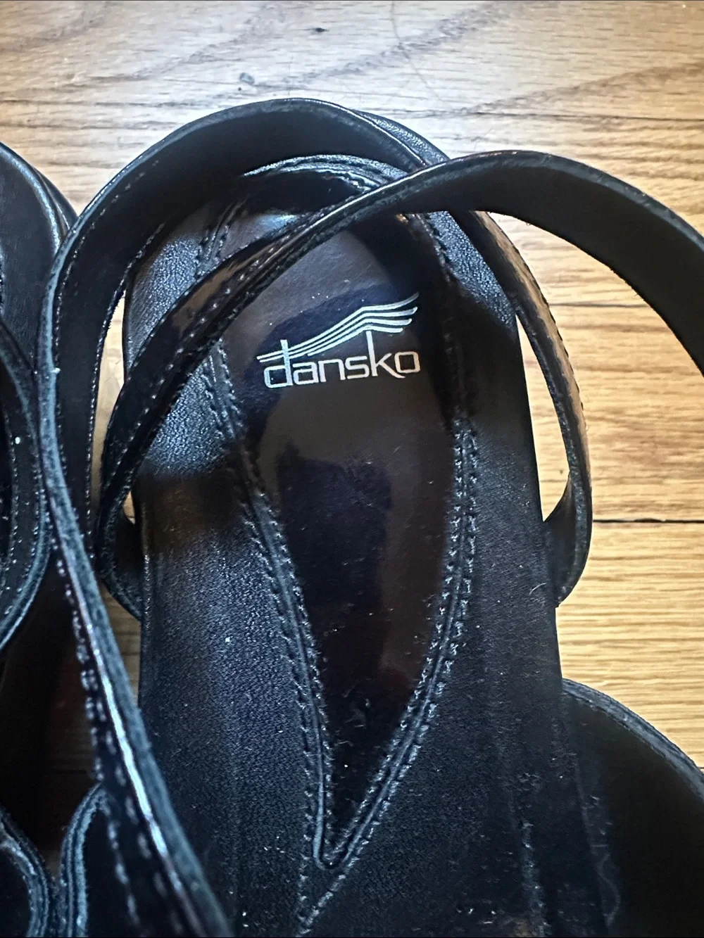 Dansko Black Leather & Stretch Band Wedge Sandals sz 41 ( 10.5-11)